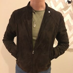 Chocolate lamb suede soft moto jacket S